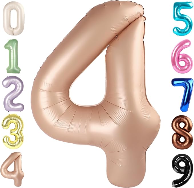 4 Balloon Number 40 Inch Light Brown Balloons by Mluchee