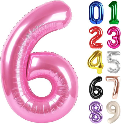 6 Balloon - Pink Birthday Number Balloons, 40 Inch Decorations Men Women | Pink by ALPHADELTAPI