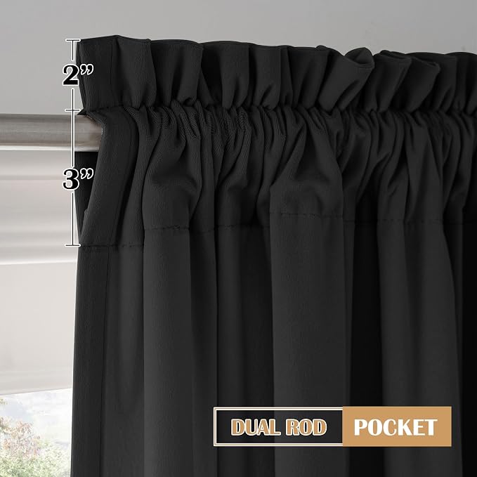 Beauoop Velvet Curtains for Bedroom Living Room Black 52x72 2 Panels | Soft - Image 7