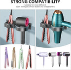 YUET Hair Dryer Holder Hairdryer Straightener Station Wall Mounted/Self Adhesive Metal Spiral Shelf Bracket Stand Hanger Organizer Blow Storage With Cable Tidy Rack For Dressing Table Bathroom (Grey)