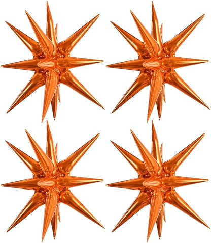 TONIFUL 4 Pcs Explosion Star Balloons Orange Foil Balloon Party Decorations | by TONIFUL