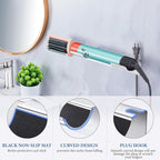 Wall Mount Curling Iron Holder and Hair Tool Organizer with Adhesive, Multifunctional Hot Flat Iron and Hair Straightener Holder Storage Stand for Vanity, Cabinet and Wall, Silver