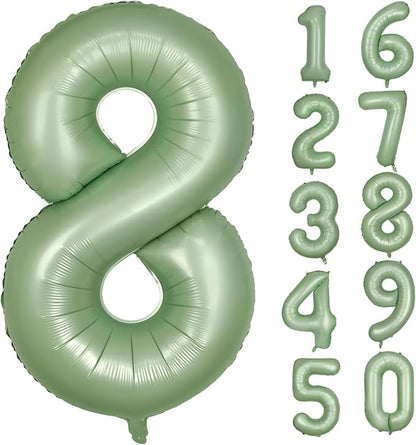 40 Inch Green Number Balloon 8 Olive Green Foil Balloon Sage Green 8 Balloons by Yeodong