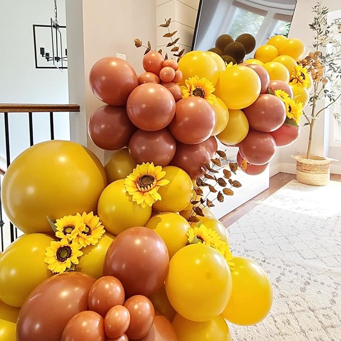 Mustard Yellow Balloons Different Sizes 135pcs 18 12 10 5 Inch Fall Balloons - Image 5