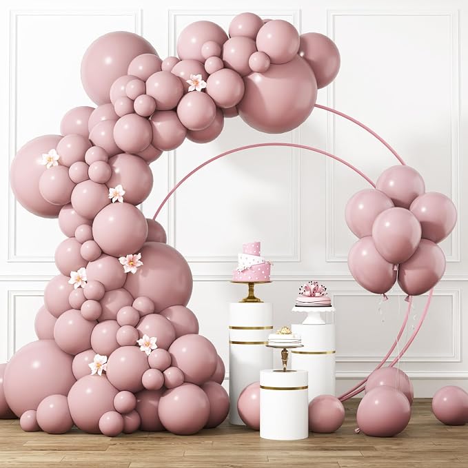 RUBFAC Dusty Pink Balloons Different Sizes 105pcs 5/10/12/18 Inches by RUBFAC