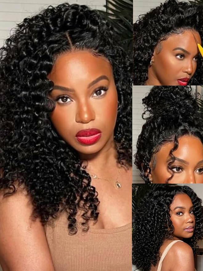 Julia Hair Bye Bye Knots Glueless Wig Curly Pre Cut Lace Front Wigs Human Hair for Women 12A Upgrade 7x5 Lace Closure Wig Pre Plucked with Pre Bleached Knots Put on and Go Natural Color 24 Inch