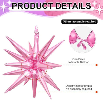 9Pcs Purple Pink Star Balloons, Large Explosion Foil Balloons, Metallic Mylar - Image 4