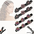 4PCS Sparkling Crystal Stone Braided Hair Clips for Women,Rhinestone Hair Clip for Short and Long Hair,Duckbill Hair Clips for Thick and Fine Hair,Hair Styling Accessories Birthday & Christmas Gifts