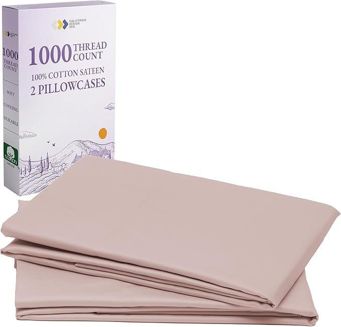 California Design Den King Pillow Cases Set of 2-1000 Thread Count, Soft and Smooth Sateen Weave, 100% Cotton Pillowcases, Thick and Durable - Sepia Rose