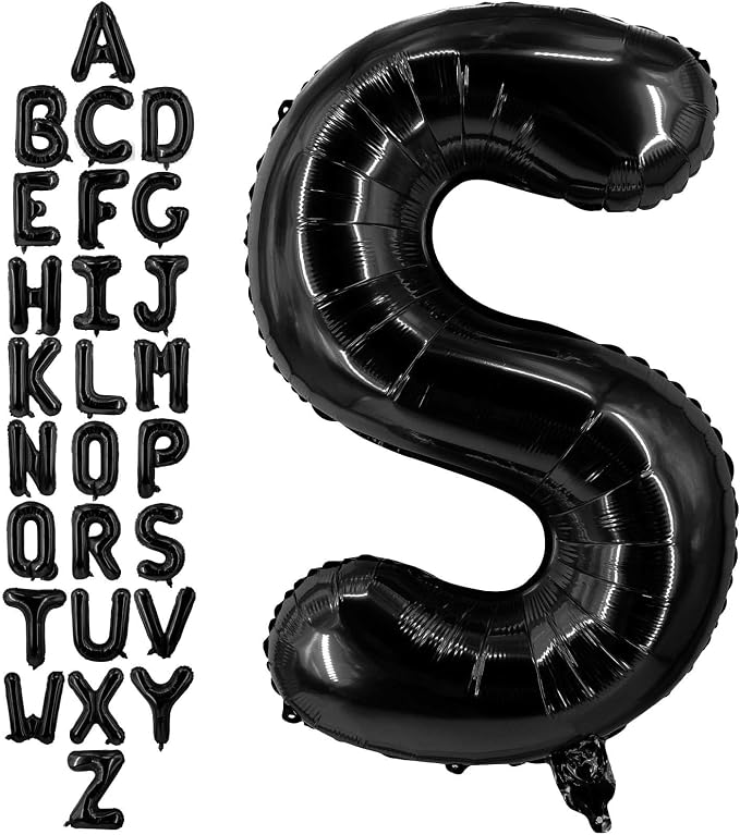 40 Inch Black Letter S Balloons, DIY Phrase Foil Alphabet Letter S Balloons DIY by LHOAVWE