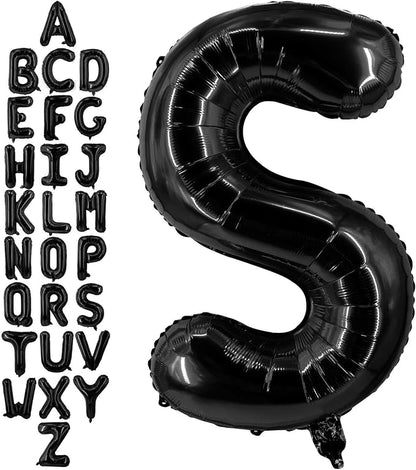 40 Inch Black Letter S Balloons, DIY Phrase Foil Alphabet Letter S Balloons DIY by LHOAVWE