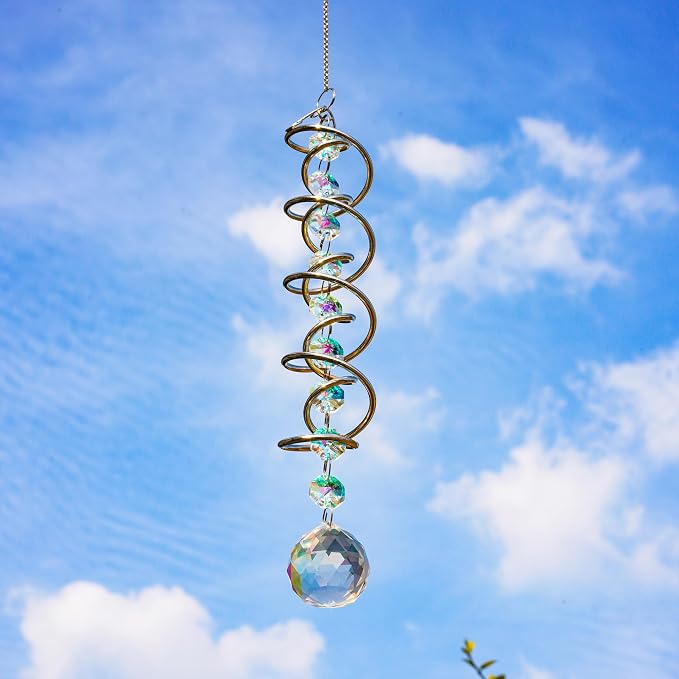 20.5in Crystal Suncatcher Gazing Ball Spiral Wind Spinner Garden Decor | - Image 6