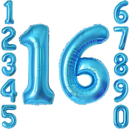 Light Blue Number 16 Balloon 40 Inch, Foil Numeral by Unknown