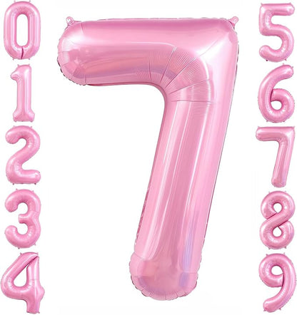 Pastel Pink 7 Balloon, Light Pink 6 Balloons Number, 40 Inch Helium Foil Mylar by BBPOOL