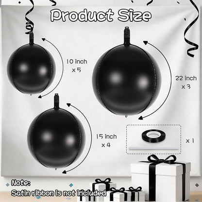 Black Round Foil Balloons - Image 2