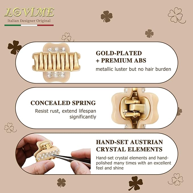2026 Premium Durable Hair Claw Clip for Women, Original Italian Designed Strong Grip Hair Clips for Normal Fine Thin Hair, No Slip Jaw Clips with Gift Box for Christmas Birthday Girls, 1.2 Inch Beige