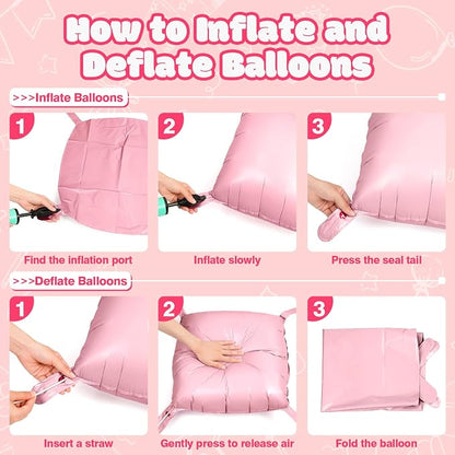 NISOCY 25PCS Matte Pastel Pink Square Foil Balloons Wall Backdrop | Double - Image 3