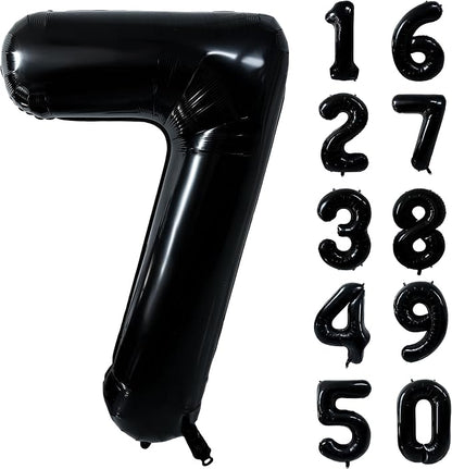 40 inch Black 7 Number Balloon Giant Foil Helium Balloons Black Large Digital by Yeodong