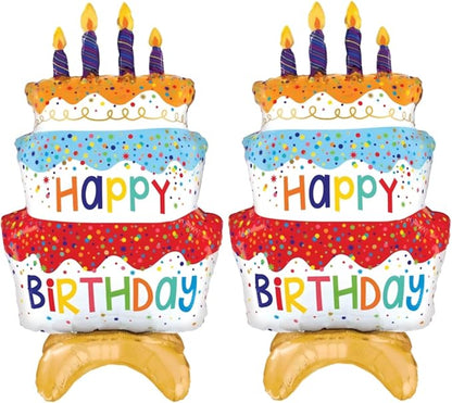 39" Giant 3-Tier Self Standing Happy Birthday Foil Balloons 2pk | standing by RychifPartySupplies