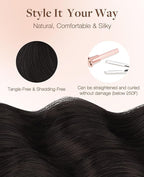 GOO GOO Invisi Edge Tape in Hair Extensions Human Hair, 1B Natural black 10pcs injected with 10pcs classical tape ins, 16inch 50g, Virgin Remy Hair, Natural Look