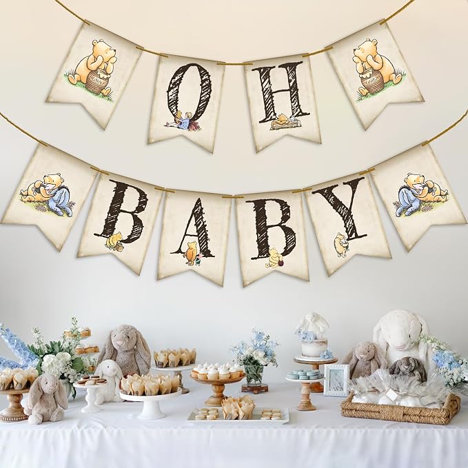Oh Baby Banner for Winnie Baby Shower Decorations Classic Baby Shower Banner - Image 5