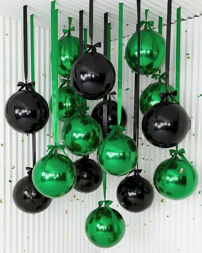 Jenaai 30 Pack 22 Inch Metallic Round Foil Balloon Black Green Balloon | by Jenaai