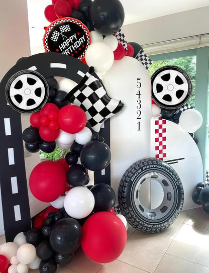 Race Car Balloon Arch Garland Kit, Race Car Birthday Party Decor | 103 Pcs Red - Image 5