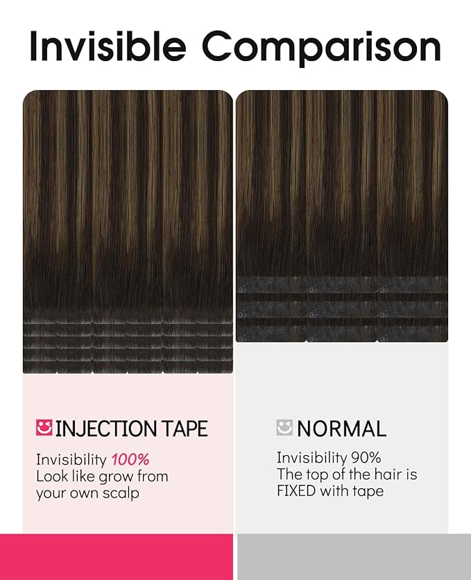 Youngsmile Invisible Tape in Hair Extensions Human Hair #2/6/18 Dark Brown to Dirty Blonde 20pcs 45g 20 Inch Invisi Edge Tape in Hair Extensions Human Hair Remy Seamless Tape ins (#2/6/18,20'')