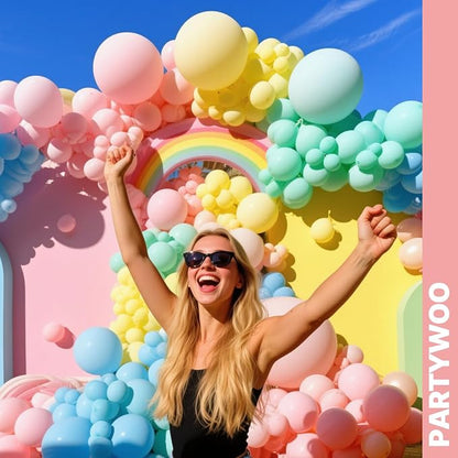 PartyWoo Pastel Rainbow Latex Helium Foil Balloons 66pcs 12 Inch | Balloons - Image 4