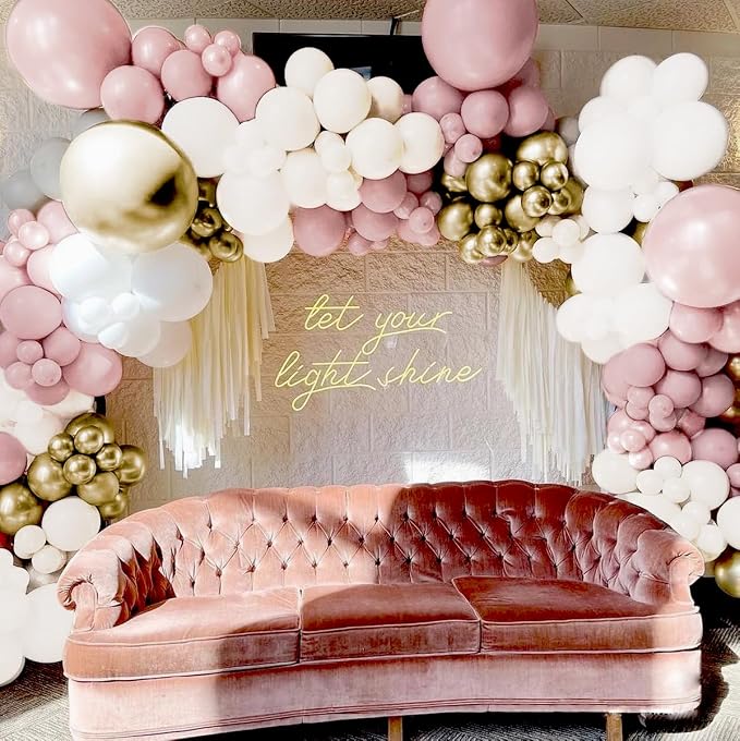 Pink White Gold Balloon Garland Arch Kit - Image 5