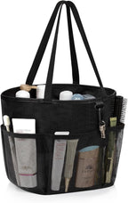 Mesh Shower Caddy Portable, Large Capacity Shower Bag Quick Dry Bathroom Tote, Travel Toiletry Bag Organizer with 6 Pockets for Dorm Room, Gym, Bathroom, Swimming, Camping, Beach, Travelling