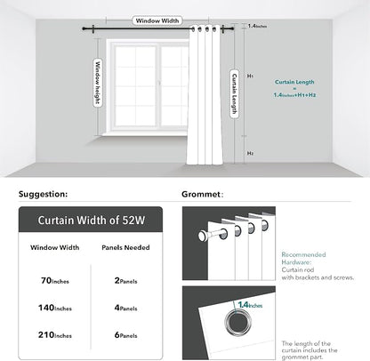 Deconovo Living Room Curtains 63 Inches Long, Thermal Insulated, Room Darkening - Image 9