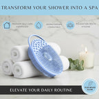 Silver Infused Exfoliating Body Scrubber - Textured Back Scrubber Shower Brush - Avilana Advanced Material Bath Tool Dual Sided - Gentle Smoothing Rough Skin - Premium Gift Women Men