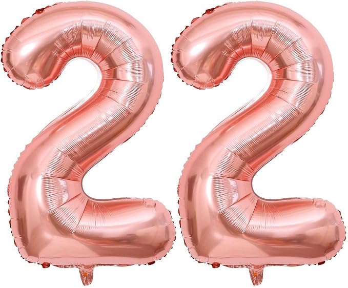 Rose Gold 22 Number Balloons, 40 Inch Giant Number 22 Balloons Foil Mylar by Lovoir