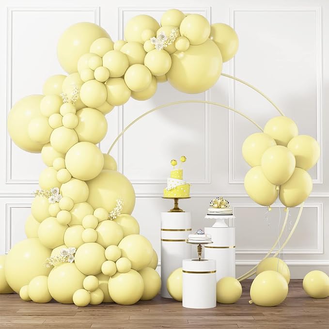 RUBFAC Pastel Yellow Balloons, Light Yellow Balloons Different Sizes 105pcs by RUBFAC