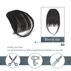 BARSDAR Real Human Hair Clip in Bangs - 100% Human Hair Clip in Bangs for Women - Natural Black Wispy Bangs Extensions Fringe with Temples Real Hair Bangs Hairpieces - Natural Black