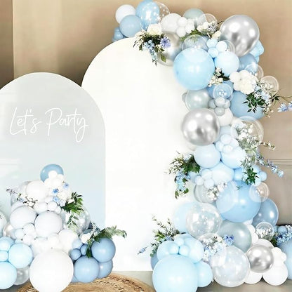 Dusty Blue Party Balloons, 12 Inch Star Printed Transparent Latex Balloons - Image 7