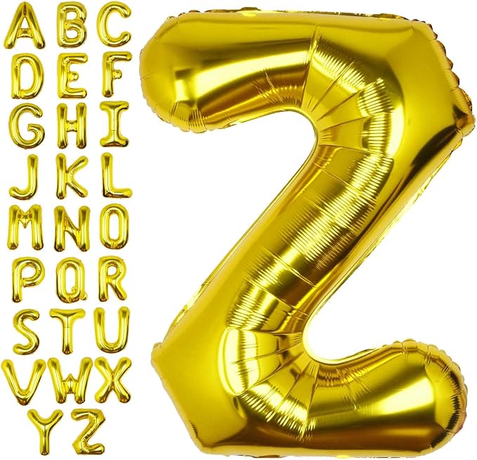 40 Inch Gold Letter Z Balloon Big Foil Helium Letter Balloons A-Z | Giant Large by SULALABOO