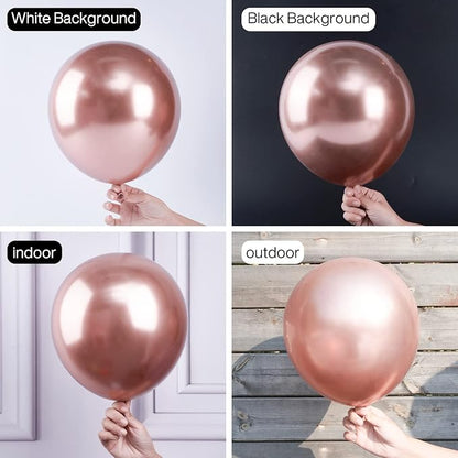PartyWoo Metallic Rose Gold Balloons 100pcs Latex Balloons Different Sizes | 18 - Image 3