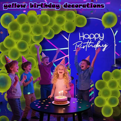 100 Pcs UV Neon Yellow Balloons 12 inch Neon Party Supplies, Glow in the Dark - Image 7