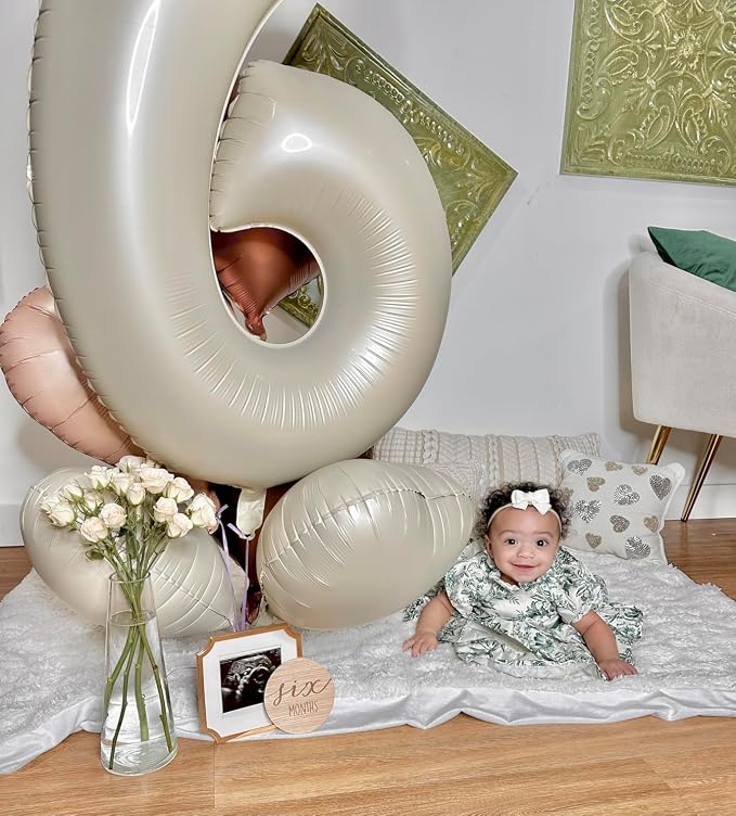 6 Balloon Numbers Party Decorations, 40In Cream Balloons - Image 5