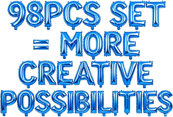 98 Pcs Blue Letter Balloons, Custom 3 Set A-Z Set by GOGAKIE