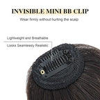 BOGSEA Clip in Bangs Real Human Hair Bangs Hair Clip Fringe with Temples Hairpieces for Women Natural Looking Fake Bangs for Daily Wear (Wispy Bangs, Dark Brown)