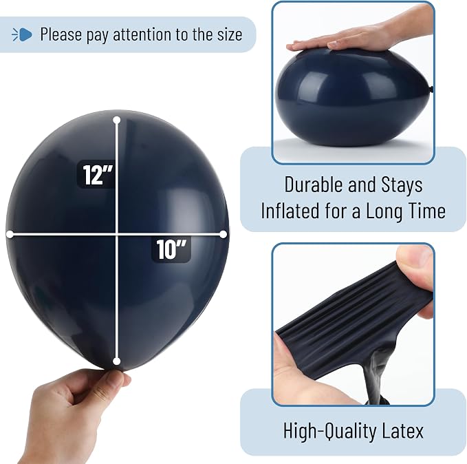Mr. Pen- Navy Blue Balloons, 12 Inch, 54 Pack | Navy Blue Latex Balloons - Image 3