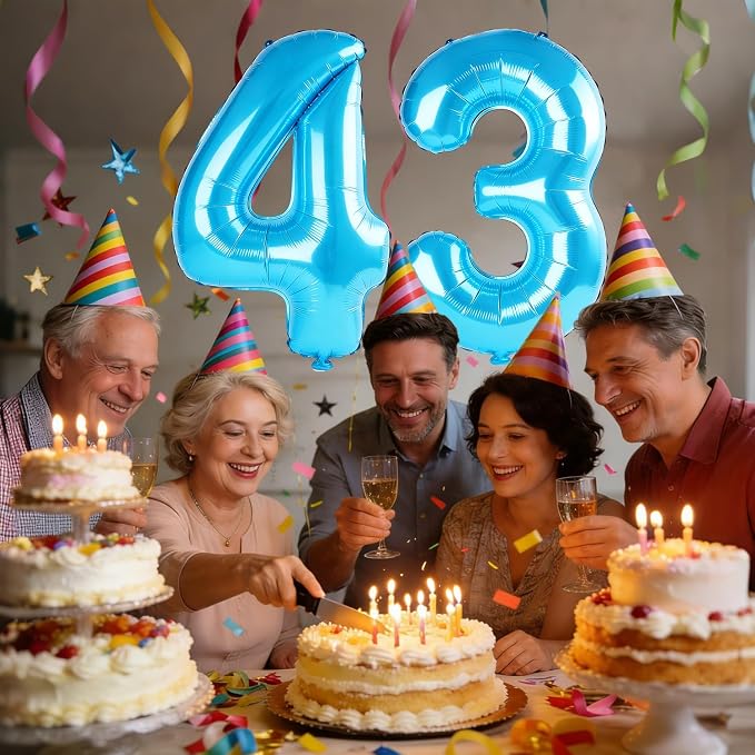 40 Inch Number 43 Balloons for 43rd Birthday Party Decorations, 0-100 Jewelry - Image 2