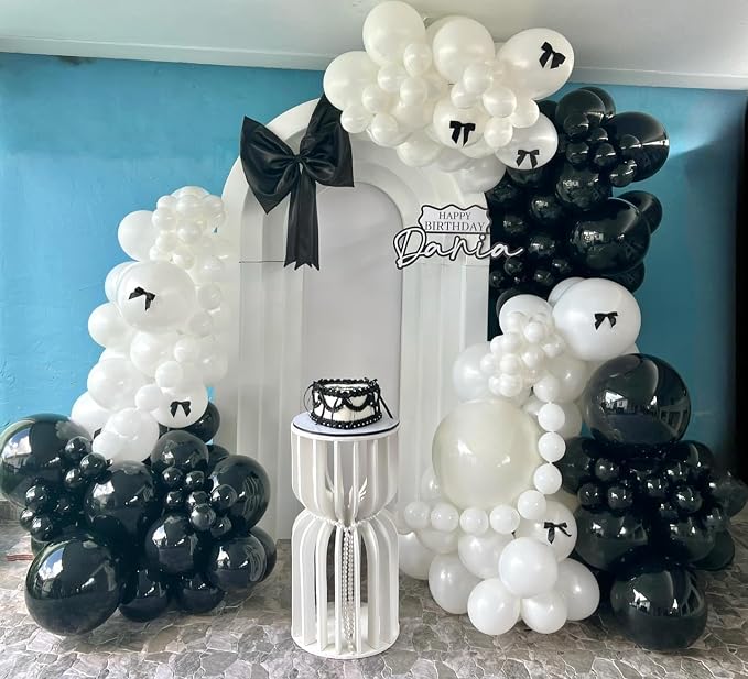 Black and White Latex Balloons, Birthday Party Decorations - Image 4