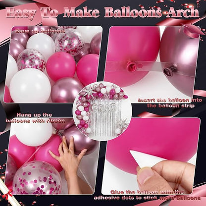 Capoda 148 Pcs Pink Balloon Garland Arch Kit Princess Party Decorations Balloons - Image 3