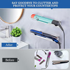 Wall Mount Curling Iron Holder and Hair Tool Organizer with Adhesive, Multifunctional Hot Flat Iron and Hair Straightener Holder Storage Stand for Vanity, Cabinet and Wall, Silver