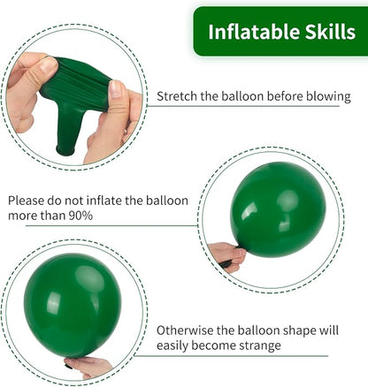 RUBFAC Dark Green Balloons Different Size Balloon Arch Kit 129pcs | Emerald - Image 3
