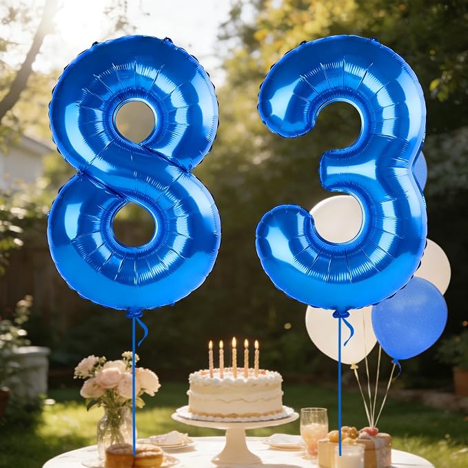 40 Inch Number 83 Balloons for 83rd Birthday Party Decorations, 0-100 Dark Blue - Image 3